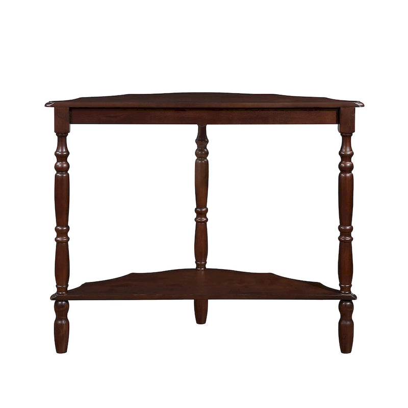 42 Retro Circular Curved Half-Moon Console Table with Cloud Design Top and Open Shelf Solid Wood Frame and Legs