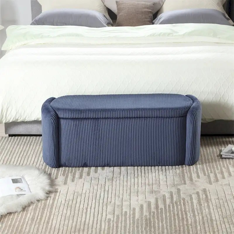 Pouffre de rangement, Banc de bout de lit de chambre à coucher, Pouffre de rangement rembourré en tissu
