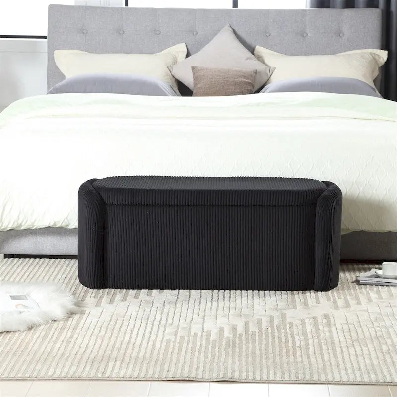 Pouffre de rangement, Banc de bout de lit de chambre à coucher, Pouffre de rangement rembourré en tissu