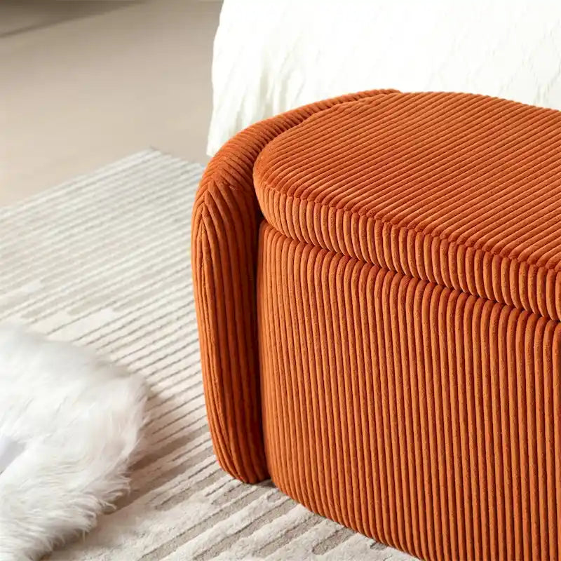 Pouffre de rangement, Banc de bout de lit de chambre à coucher, Pouffre de rangement rembourré en tissu
