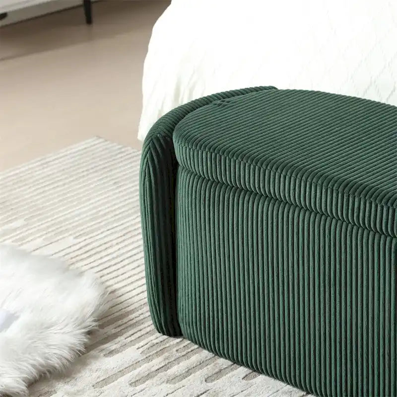 Pouffre de rangement, Banc de bout de lit de chambre à coucher, Pouffre de rangement rembourré en tissu
