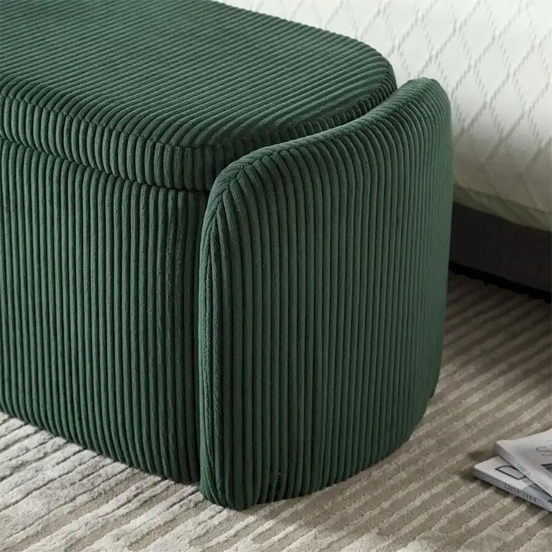 Pouffre de rangement, Banc de bout de lit de chambre à coucher, Pouffre de rangement rembourré en tissu