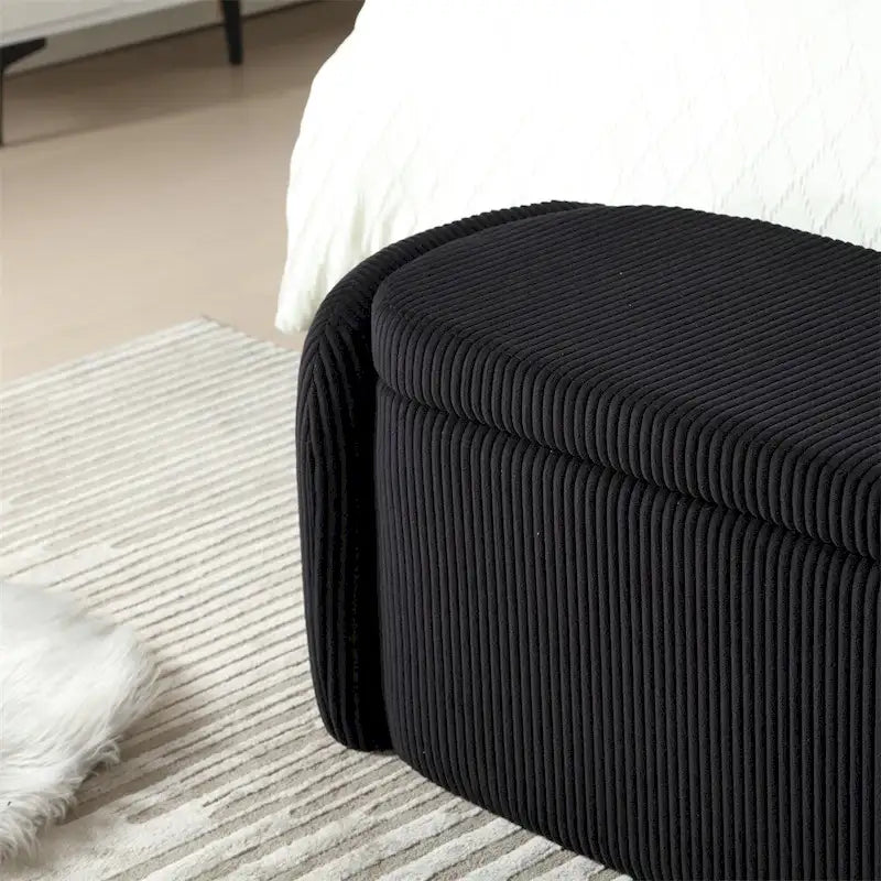Pouffre de rangement, Banc de bout de lit de chambre à coucher, Pouffre de rangement rembourré en tissu