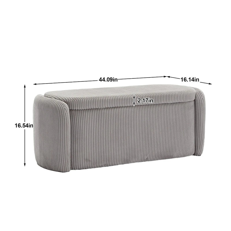 Pouffre de rangement, Banc de bout de lit de chambre à coucher, Pouffre de rangement rembourré en tissu