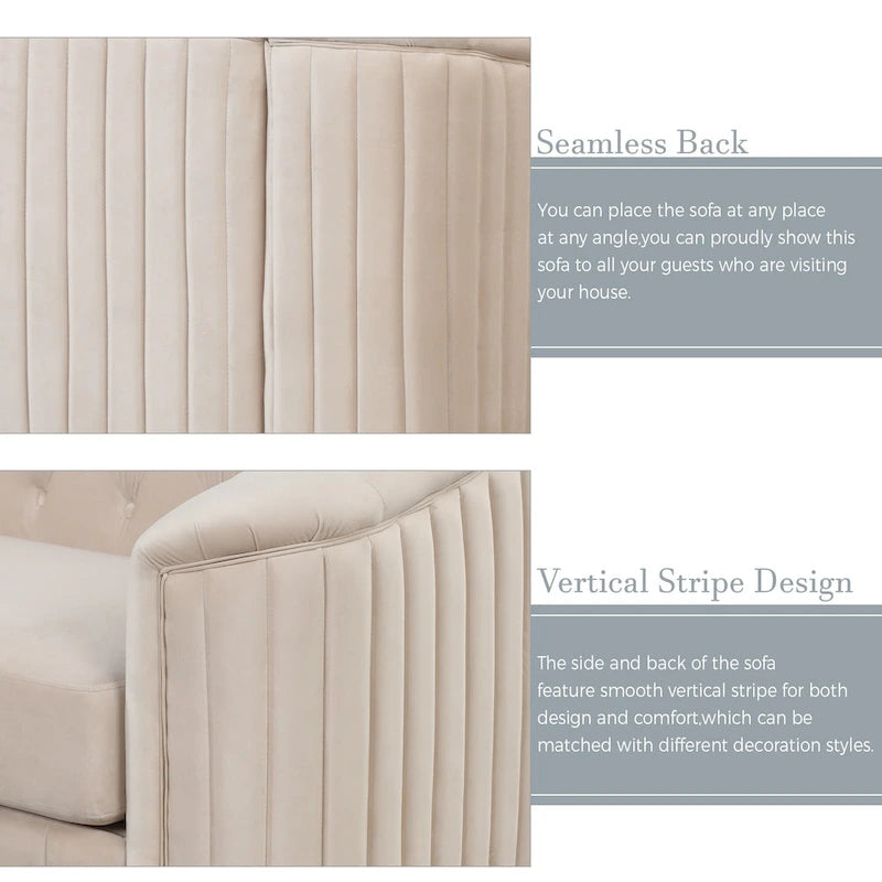 64.3 Velvet Upholstered Loveseat Sofa,Modern Loveseat Sofa with Thick Removable Seat Cushion,2-Person Loveseat Sofa Couch