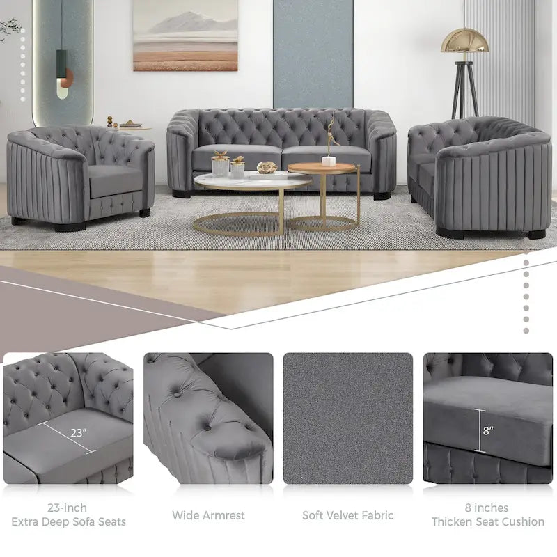 64.3 Velvet Upholstered Loveseat Sofa,Modern Loveseat Sofa with Thick Removable Seat Cushion,2-Person Loveseat Sofa Couch