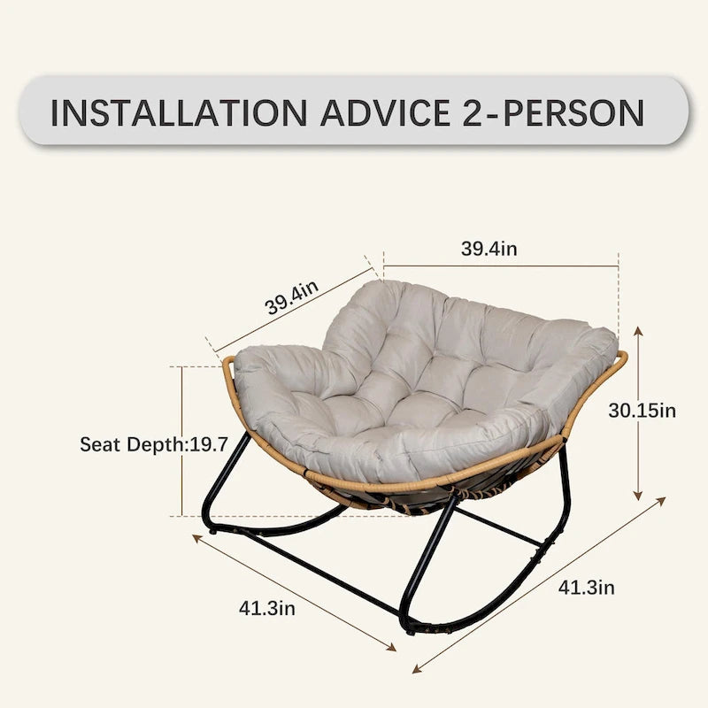 Fauteuil œuf à bascule avec design en rotin