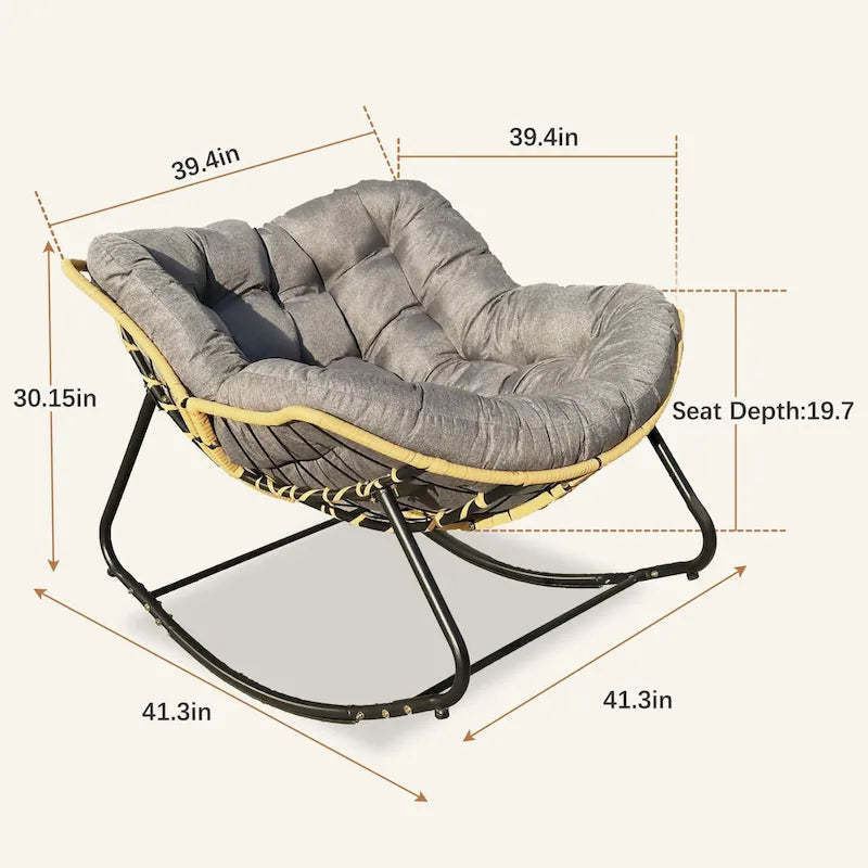 Fauteuil œuf à bascule avec design en rotin