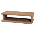 Rhinos Handwoven Seagrass Coffee Table with Open Shelf - Rectangular Wicker Center Table for Living Room, Coastal Boho Style