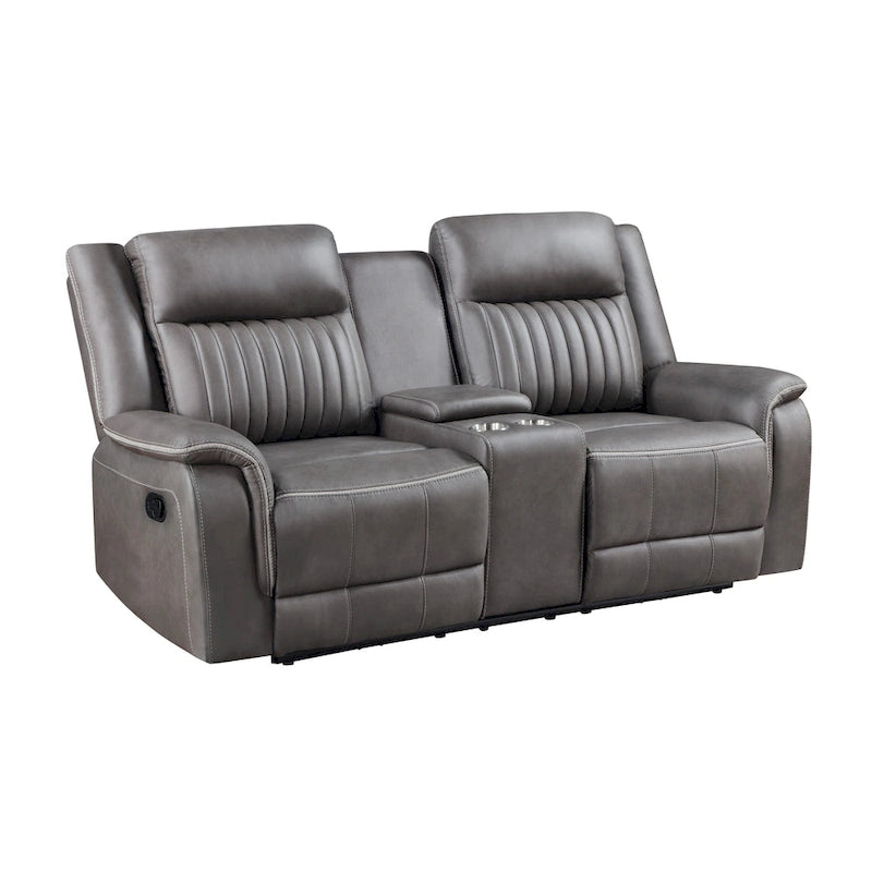 Dual Manual Recliner Loveseat with Cupholder Console - Gray 76"