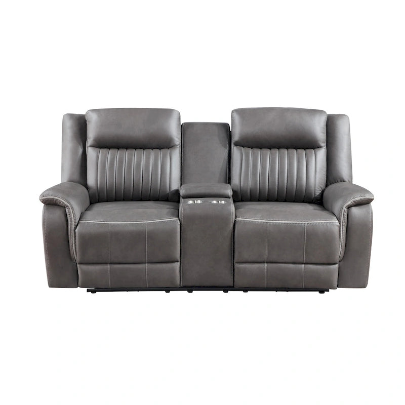 Dual Manual Recliner Loveseat with Cupholder Console - Gray 76"