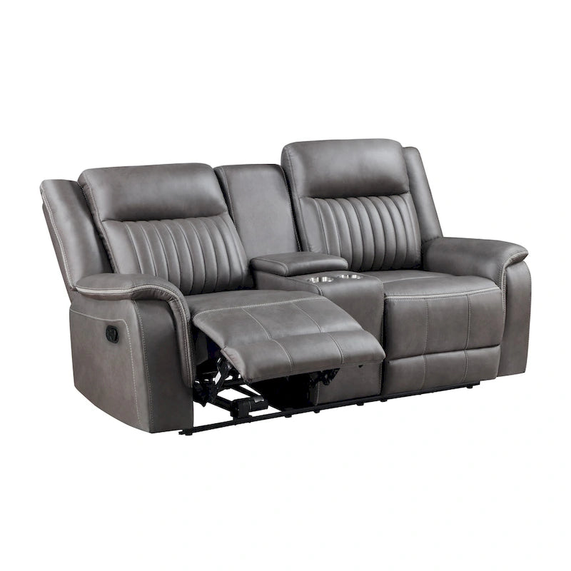 Dual Manual Recliner Loveseat with Cupholder Console - Gray 76"