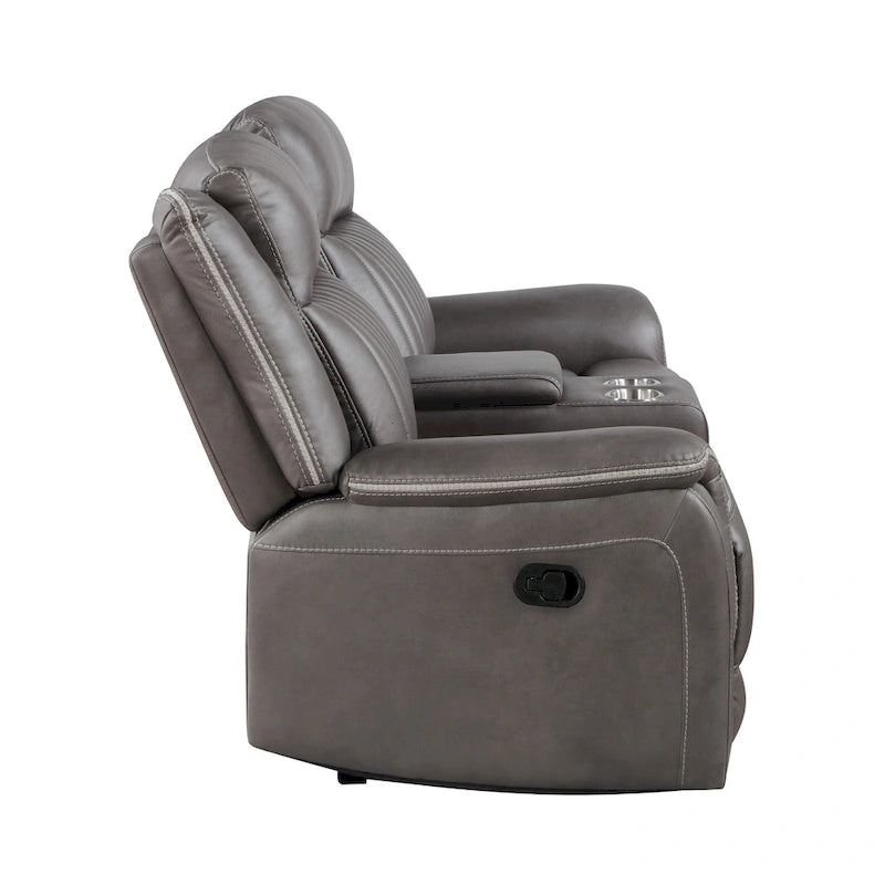 Dual Manual Recliner Loveseat with Cupholder Console - Gray 76"
