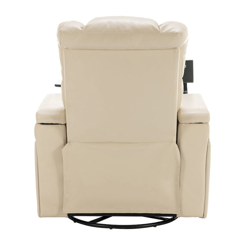 Fauteuil inclinable électrique pivotant à 270° en cuir PU avec support de téléphone, porte-gobelet, port USB, pour salon/salle de cinéma maison