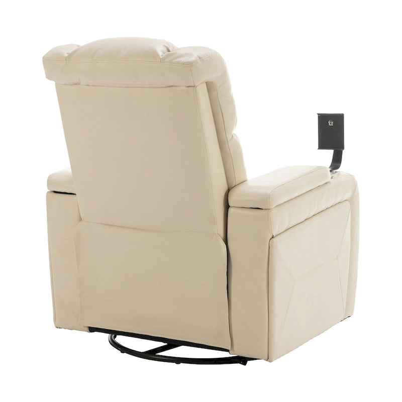 Fauteuil inclinable électrique pivotant à 270° en cuir PU avec support de téléphone, porte-gobelet, port USB, pour salon/salle de cinéma maison