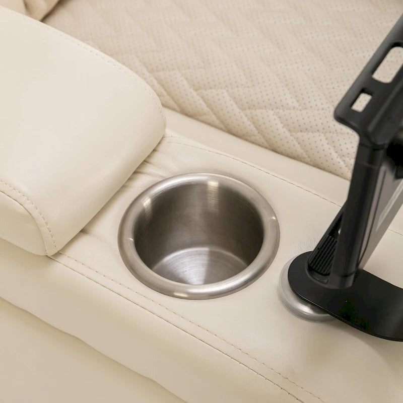 Fauteuil inclinable électrique pivotant à 270° en cuir PU avec support de téléphone, porte-gobelet, port USB, pour salon/salle de cinéma maison