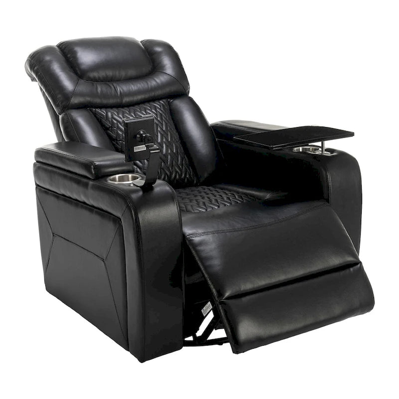 Fauteuil inclinable électrique pivotant à 270° en cuir PU avec support de téléphone, porte-gobelet, port USB, pour salon/salle de cinéma maison