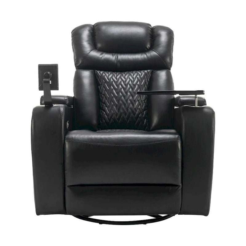 Fauteuil inclinable électrique pivotant à 270° en cuir PU avec support de téléphone, porte-gobelet, port USB, pour salon/salle de cinéma maison