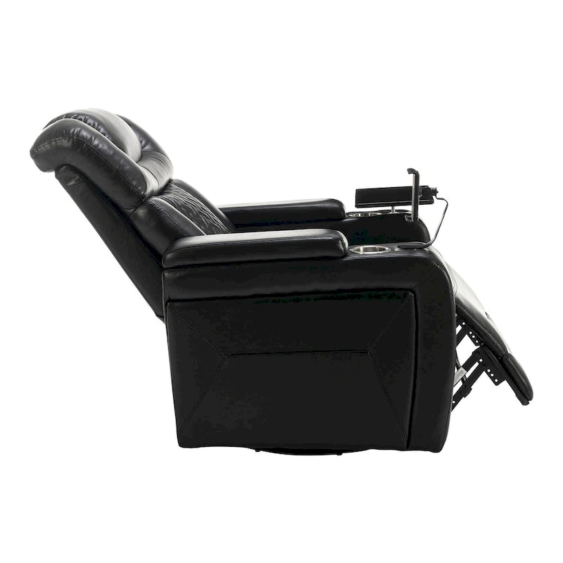 Fauteuil inclinable électrique pivotant à 270° en cuir PU avec support de téléphone, porte-gobelet, port USB, pour salon/salle de cinéma maison