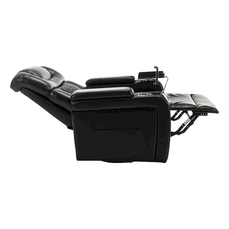 Fauteuil inclinable électrique pivotant à 270° en cuir PU avec support de téléphone, porte-gobelet, port USB, pour salon/salle de cinéma maison
