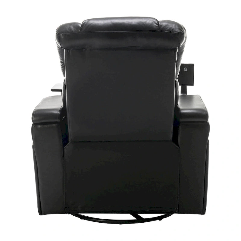 Fauteuil inclinable électrique pivotant à 270° en cuir PU avec support de téléphone, porte-gobelet, port USB, pour salon/salle de cinéma maison