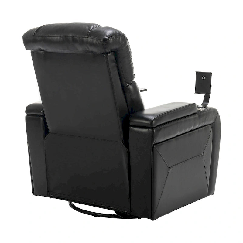 Fauteuil inclinable électrique pivotant à 270° en cuir PU avec support de téléphone, porte-gobelet, port USB, pour salon/salle de cinéma maison