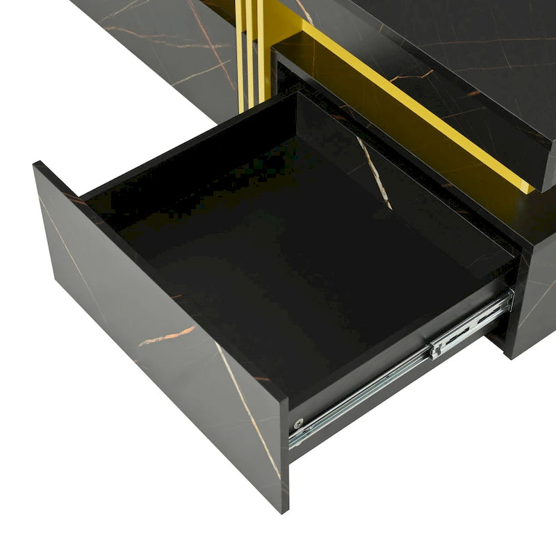 Table basse carrée moderne de 110 cm avec 4 tiroirs pour salon