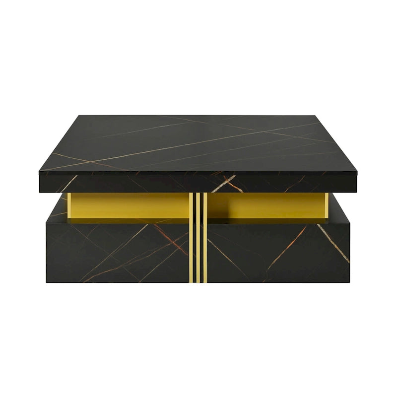Table basse carrée moderne de 110 cm avec 4 tiroirs pour salon