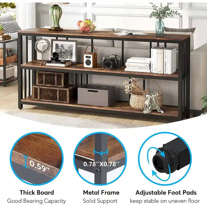 3 Tiers Console Sofa Table, 70 Entryway Hallway Table for Living Room