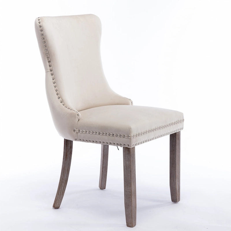 Chaise de salle à manger tapissée à dossier en ailes