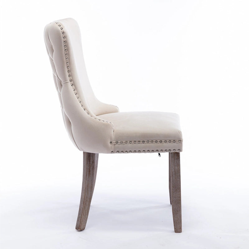 Chaise de salle à manger tapissée à dossier en ailes