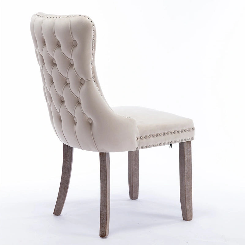 Chaise de salle à manger tapissée à dossier en ailes