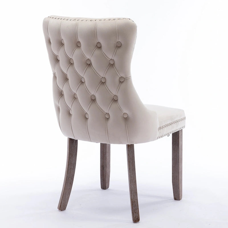 Chaise de salle à manger tapissée à dossier en ailes