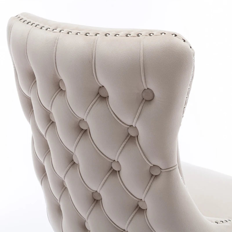 Chaise de salle à manger tapissée à dossier en ailes