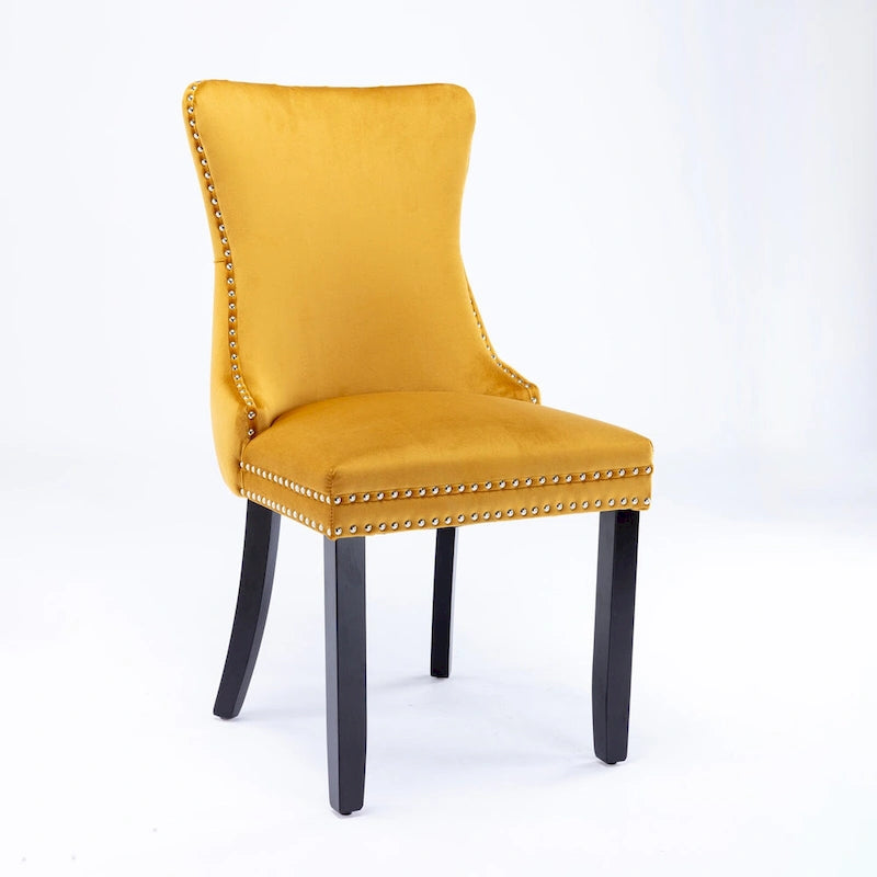 Chaise de salle à manger tapissée à dossier en ailes