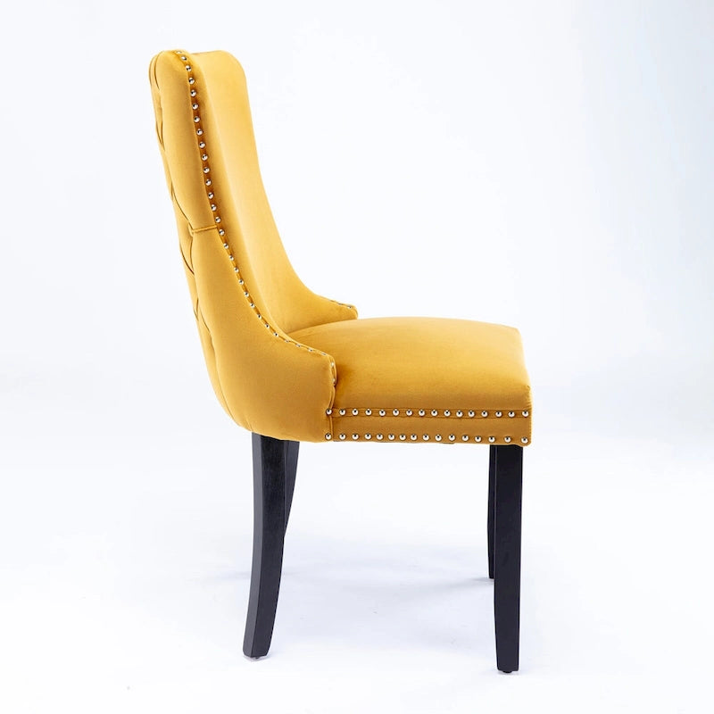 Chaise de salle à manger tapissée à dossier en ailes
