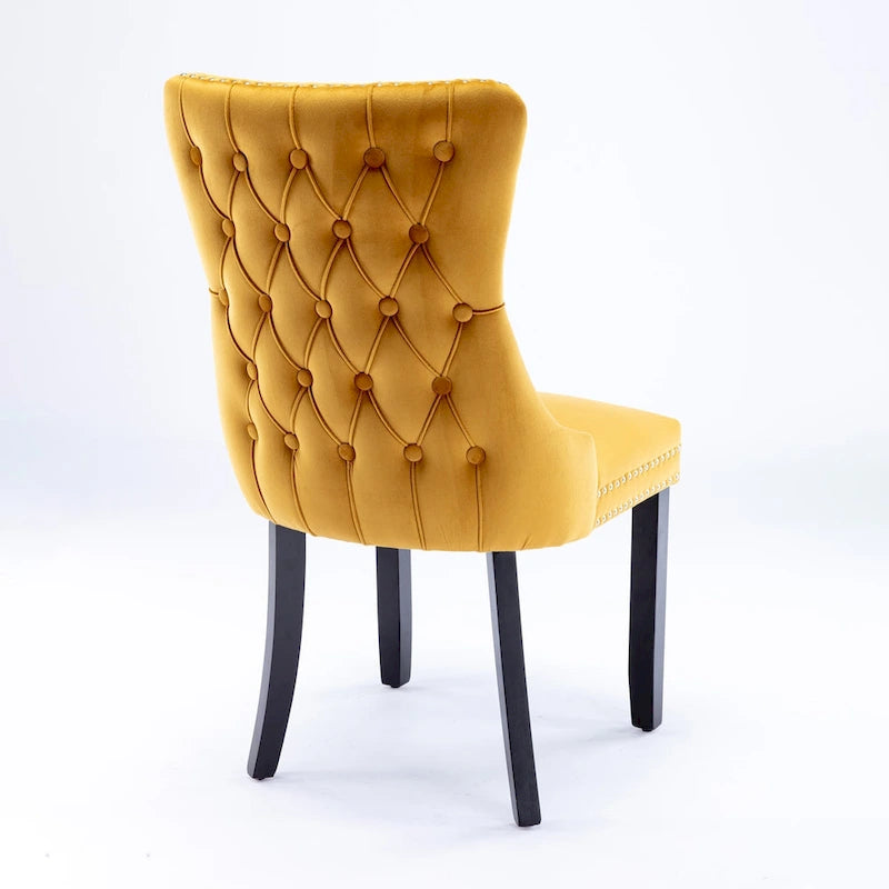 Chaise de salle à manger tapissée à dossier en ailes