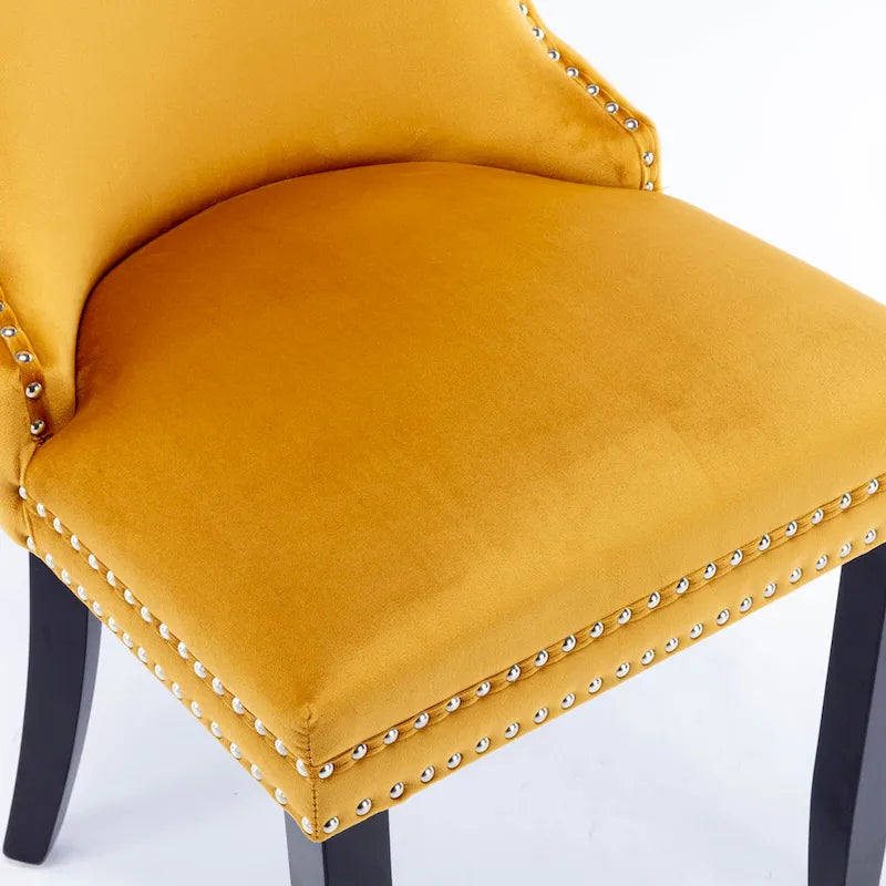 Chaise de salle à manger tapissée à dossier en ailes