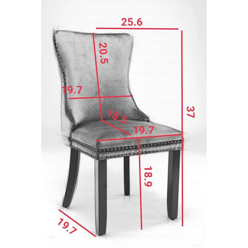Chaise de salle à manger tapissée à dossier en ailes