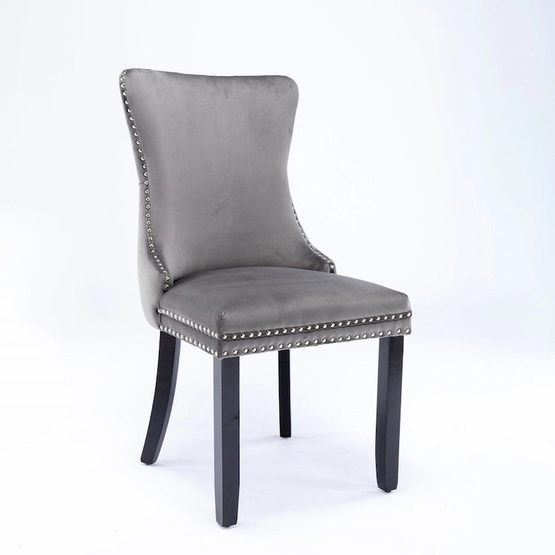 Chaise de salle à manger tapissée à dossier en ailes