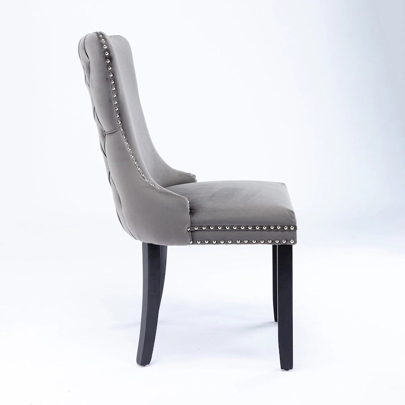 Chaise de salle à manger tapissée à dossier en ailes