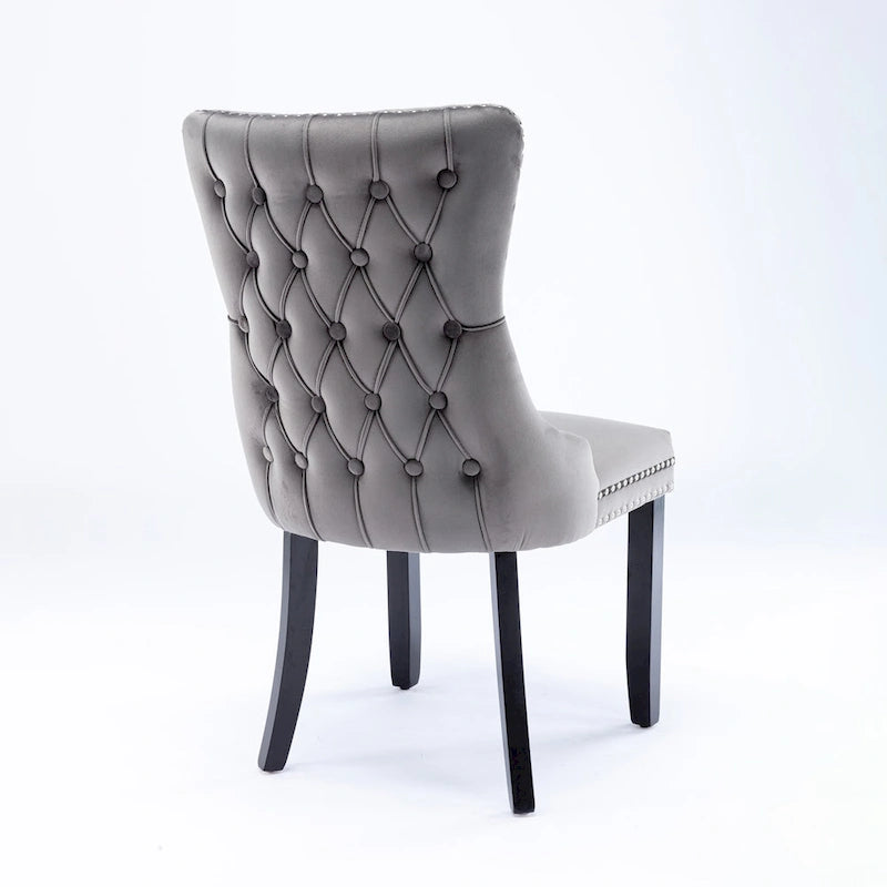 Chaise de salle à manger tapissée à dossier en ailes