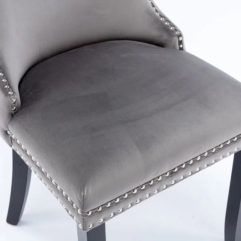 Chaise de salle à manger tapissée à dossier en ailes