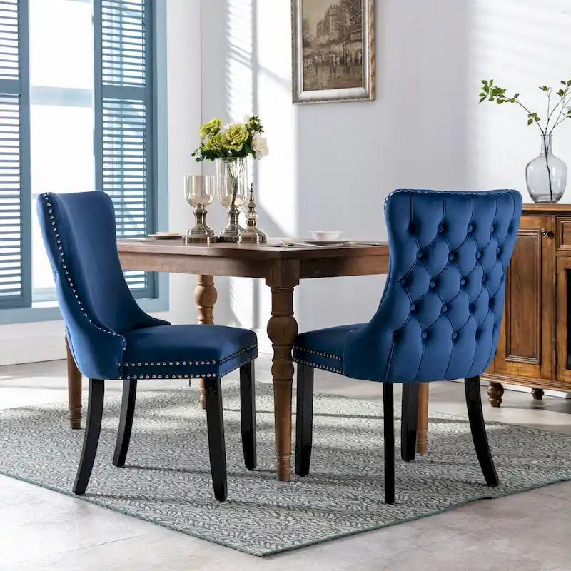Chaise de salle à manger tapissée à dossier en ailes