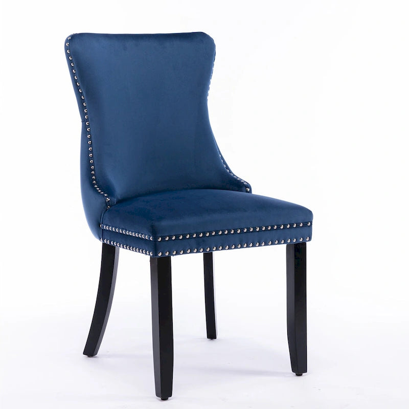 Chaise de salle à manger tapissée à dossier en ailes