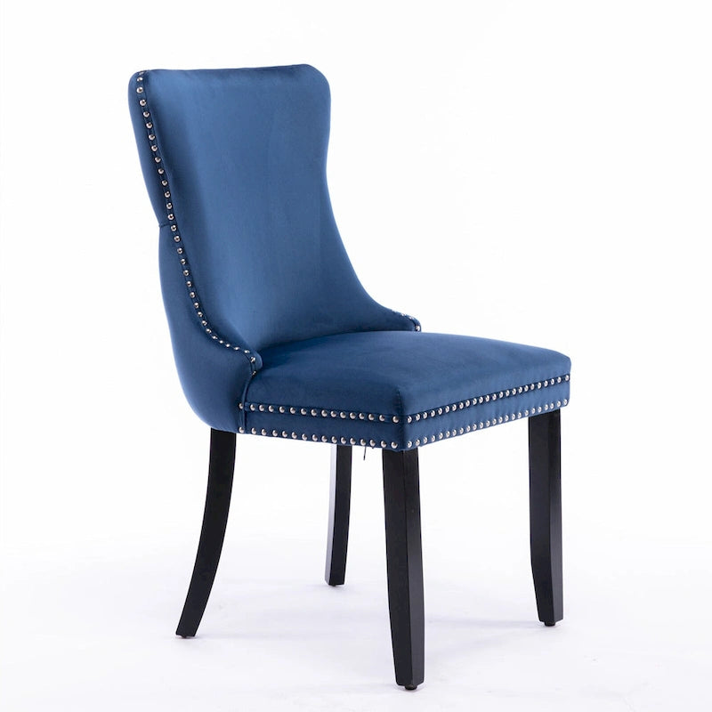 Chaise de salle à manger tapissée à dossier en ailes