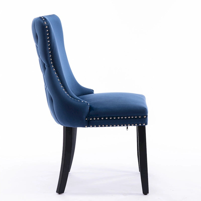 Chaise de salle à manger tapissée à dossier en ailes