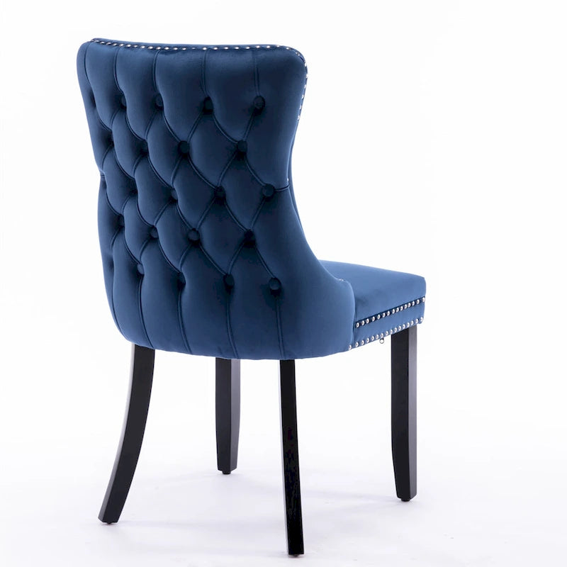 Chaise de salle à manger tapissée à dossier en ailes