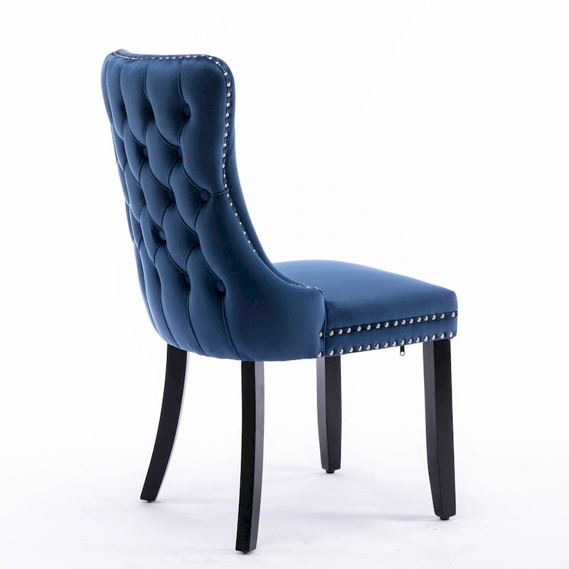 Chaise de salle à manger tapissée à dossier en ailes
