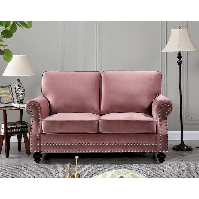 Suffield Velvet Nailhead 2-Piece Set-Loveseat & Sofa